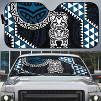 Blue Aotearoa Niho Taniwha Auto Sun Shade Maori Mythology Tooth - Taniko Motifs - Polynesian Pride