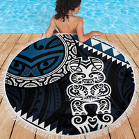Blue Aotearoa Niho Taniwha Beach Blanket Maori Mythology Tooth - Taniko Motifs LT14 - Polynesian Pride