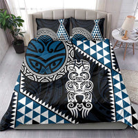 Blue Aotearoa Niho Taniwha Bedding Set Maori Mythology Tooth - Taniko Motifs