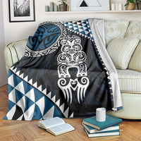 Blue Aotearoa Niho Taniwha Blanket Maori Mythology Tooth - Taniko Motifs LT14 Blue - Polynesian Pride