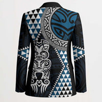 Blue Aotearoa Niho Taniwha Blazer Maori Mythology Tooth - Taniko Motifs - Polynesian Pride