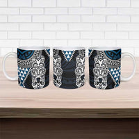 Blue Aotearoa Niho Taniwha Ceramic Mug Maori Mythology Tooth - Taniko Motifs - Polynesian Pride