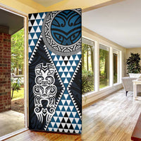 Blue Aotearoa Niho Taniwha Door Cover Maori Mythology Tooth - Taniko Motifs - Polynesian Pride