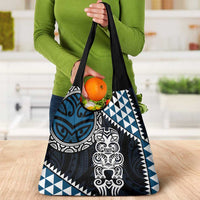 Blue Aotearoa Niho Taniwha Grocery Bag Maori Mythology Tooth - Taniko Motifs LT14 - Polynesian Pride