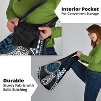 Blue Aotearoa Niho Taniwha Grocery Bag Maori Mythology Tooth - Taniko Motifs LT14 - Polynesian Pride