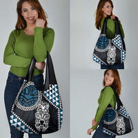 Blue Aotearoa Niho Taniwha Grocery Bag Maori Mythology Tooth - Taniko Motifs LT14 - Polynesian Pride