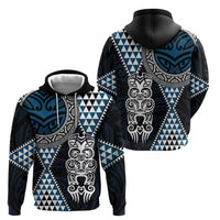 Blue Aotearoa Niho Taniwha Hoodie Maori Mythology Tooth - Taniko Motifs