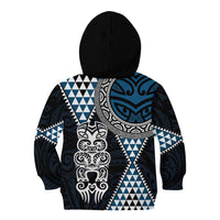 Blue Aotearoa Niho Taniwha Kid Hoodie Maori Mythology Tooth - Taniko Motifs