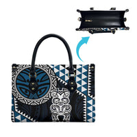 Blue Aotearoa Niho Taniwha Leather Bag Maori Mythology Tooth - Taniko Motifs - Polynesian Pride