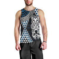 Blue Aotearoa Niho Taniwha Men Tank Top Maori Mythology Tooth - Taniko Motifs LT14 - Polynesian Pride