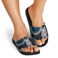 Blue Aotearoa Niho Taniwha Slide Sandals Maori Mythology Tooth - Taniko Motifs - Polynesian Pride