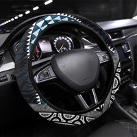 Blue Aotearoa Niho Taniwha Steering Wheel Cover Maori Mythology Tooth - Taniko Motifs LT14 Universal Fit Blue - Polynesian Pride