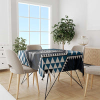 Blue Aotearoa Niho Taniwha Tablecloth Maori Mythology Tooth - Taniko Motifs LT14 - Polynesian Pride