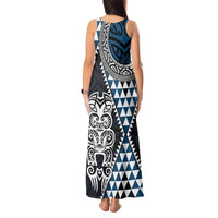 Blue Aotearoa Niho Taniwha Tank Maxi Dress Maori Mythology Tooth - Taniko Motifs LT14 - Polynesian Pride