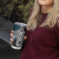 Blue Aotearoa Niho Taniwha Tumbler Cup Maori Mythology Tooth - Taniko Motifs LT14 - Polynesian Pride
