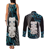 Aotearoa Taniko Paua Shell With Hei Tiki Couples Matching Tank Maxi Dress and Long Sleeve Button Shirt LT14 - Polynesian Pride