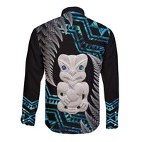 Aotearoa Taniko Paua Shell With Hei Tiki Long Sleeve Button Shirt LT14 - Polynesian Pride