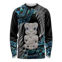 Aotearoa Taniko Paua Shell With Hei Tiki Long Sleeve Shirt LT14 Unisex Black - Polynesian Pride