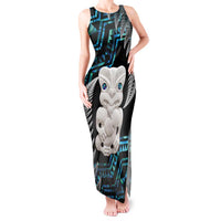 Aotearoa Taniko Paua Shell With Hei Tiki Tank Maxi Dress LT14 Women Black - Polynesian Pride