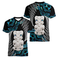Aotearoa Taniko Paua Shell With Hei Tiki Women V-Neck T-Shirt LT14 - Polynesian Pride