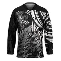 New Zealand Lizard Hockey Jersey Silver Fern Aotearoa Maori LT14 Unisex Black - Polynesian Pride
