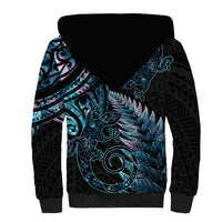 New Zealand Lizard Sherpa Hoodie Silver Fern Aotearoa Maori With Paua Shell LT14 - Polynesian Pride