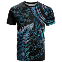 New Zealand Lizard T Shirt Silver Fern Aotearoa Maori With Paua Shell LT14 Turquoise - Polynesian Pride