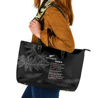 Custom New Zealand Haka Rugby Leather Tote Bag 2024 Pacific Go Black Silver Fern LT14 Black - Polynesian Pride