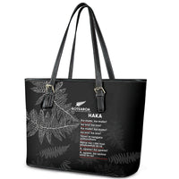 Custom New Zealand Haka Rugby Leather Tote Bag 2024 Pacific Go Black Silver Fern LT14 - Polynesian Pride