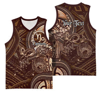 Personalised Polynesia Zodiac Capricorn Basketball Jersey Galaxy Polynesian Pattern Chest Tattoo Style LT14 - Polynesian Pride