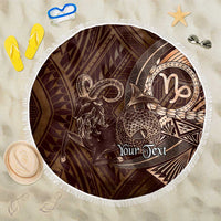 Personalised Polynesia Zodiac Capricorn Beach Blanket Galaxy Polynesian Pattern Chest Tattoo Style LT14 One Size 150cm Brown - Polynesian Pride