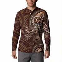 Personalised Polynesia Zodiac Capricorn Button Sweatshirt Galaxy Polynesian Pattern Chest Tattoo Style LT14 - Polynesian Pride