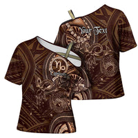 Personalised Polynesia Zodiac Capricorn Cross Shoulder Shirt Galaxy Polynesian Pattern Chest Tattoo Style LT14 - Polynesian Pride