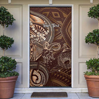 Personalised Polynesia Zodiac Capricorn Door Cover Galaxy Polynesian Pattern Chest Tattoo Style LT14 Brown - Polynesian Pride