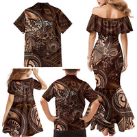 Personalised Polynesia Zodiac Capricorn Family Matching Mermaid Dress and Hawaiian Shirt Galaxy Polynesian Pattern Chest Tattoo Style