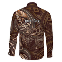 Personalised Polynesia Zodiac Capricorn Family Matching Off The Shoulder Long Sleeve Dress and Hawaiian Shirt Galaxy Polynesian Pattern Chest Tattoo Style