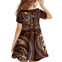 Personalised Polynesia Zodiac Capricorn Kid Short Sleeve Dress Galaxy Polynesian Pattern Chest Tattoo Style LT14 - Polynesian Pride