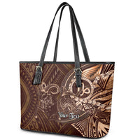 Personalised Polynesia Zodiac Capricorn Leather Tote Bag Galaxy Polynesian Pattern Chest Tattoo Style LT14 - Polynesian Pride