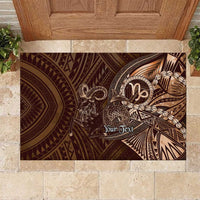 Personalised Polynesia Zodiac Capricorn Rubber Doormat Galaxy Polynesian Pattern Chest Tattoo Style LT14 Brown - Polynesian Pride