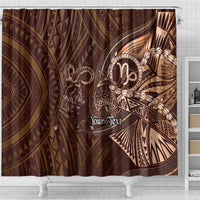 Personalised Polynesia Zodiac Capricorn Shower Curtain Galaxy Polynesian Pattern Chest Tattoo Style LT14 - Polynesian Pride
