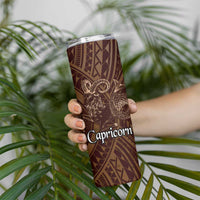 Personalised Polynesia Zodiac Capricorn Skinny Tumbler Galaxy Polynesian Pattern Chest Tattoo Style LT14 - Polynesian Pride