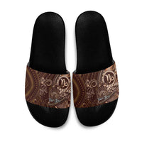Personalised Polynesia Zodiac Capricorn Slide Sandals Galaxy Polynesian Pattern Chest Tattoo Style LT14 Brown - Polynesian Pride