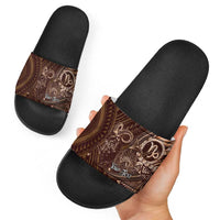 Personalised Polynesia Zodiac Capricorn Slide Sandals Galaxy Polynesian Pattern Chest Tattoo Style LT14 - Polynesian Pride