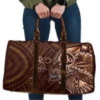 Personalised Polynesia Zodiac Capricorn Travel Bag Galaxy Polynesian Pattern Chest Tattoo Style LT14 Brown - Polynesian Pride