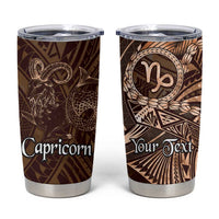 Personalised Polynesia Zodiac Capricorn Tumbler Cup Galaxy Polynesian Pattern Chest Tattoo Style LT14 Brown - Polynesian Pride