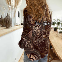 Personalised Polynesia Zodiac Capricorn Women Casual Shirt Galaxy Polynesian Pattern Chest Tattoo Style LT14 - Polynesian Pride
