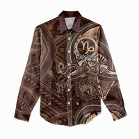Personalised Polynesia Zodiac Capricorn Women Casual Shirt Galaxy Polynesian Pattern Chest Tattoo Style LT14 - Polynesian Pride