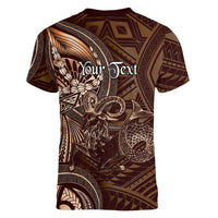 Personalised Polynesia Zodiac Capricorn Women V-Neck T-Shirt Galaxy Polynesian Pattern Chest Tattoo Style LT14 - Polynesian Pride