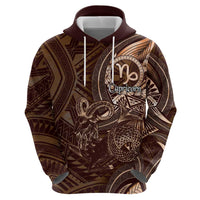 Personalised Polynesia Zodiac Capricorn Zip Hoodie Galaxy Polynesian Pattern Chest Tattoo Style LT14 - Polynesian Pride