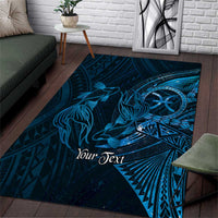 Personalised Polynesia Zodiac Pisces Area Rug Galaxy Polynesian Pattern Chest Tattoo Style LT14 Blue - Polynesian Pride